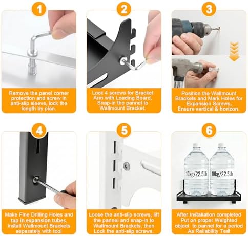 ABCOOL Expandable Wall-Mount Microwave Shelf with 4 Hooks