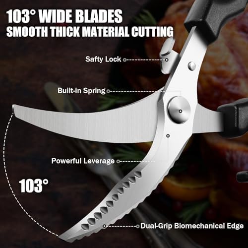 PURPLEBIRD Kitchen Scissors All Purpose, Stainless Poultry Shears