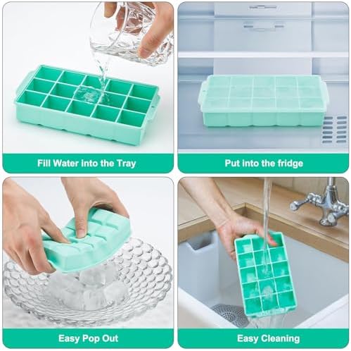 Reespring Silicone Ice Cube Tray, Ice Tray for Freezer with Lid