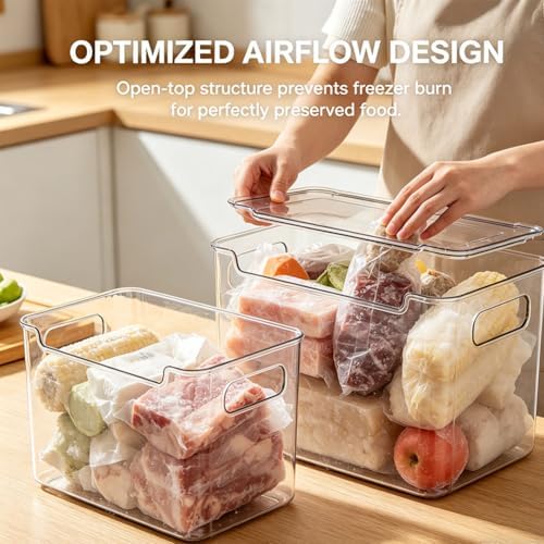 Clear Freezer Storage Bins,4pc Bottom Drawer Freezer Storage Bins