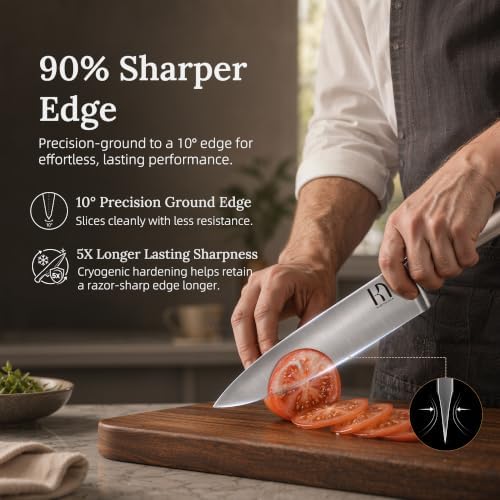 KnifeSaga 14-Piece Knife Set with Block and Sharpener