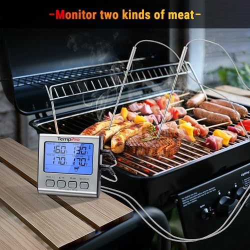 TempPro TempTrack Digital Meat Thermometer, Dual Probe