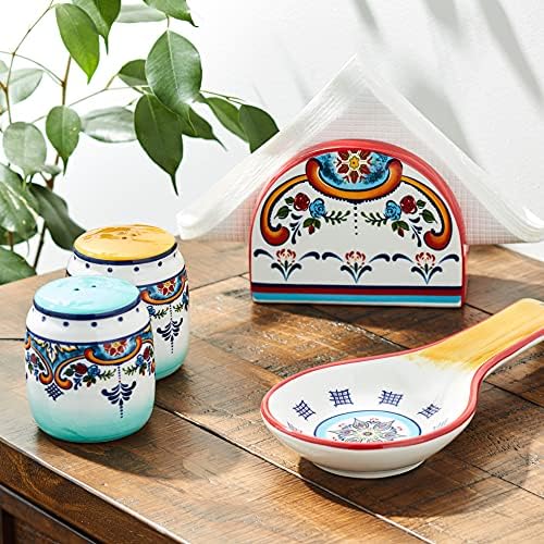 Euro Ceramica Zanzibar 4-Piece Table Accessory Set with Spoon Rest