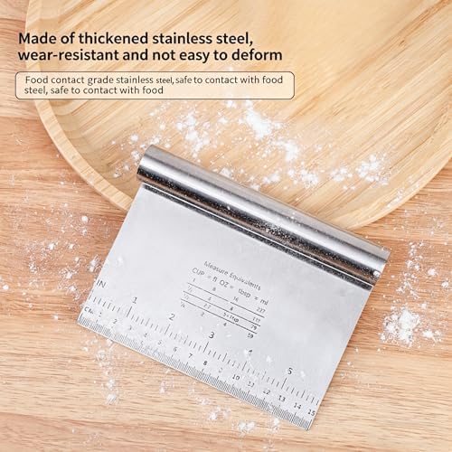2PCS Stainless Steel Dough Scraper Bench Scraper with Measurement