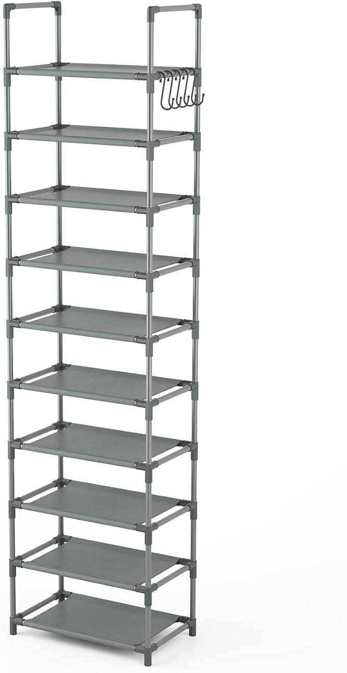 LANTEFUL 10 Tiers Tall Shoe Rack 20-25 Pairs Boots Organizer Storage Sturdy - Image 8