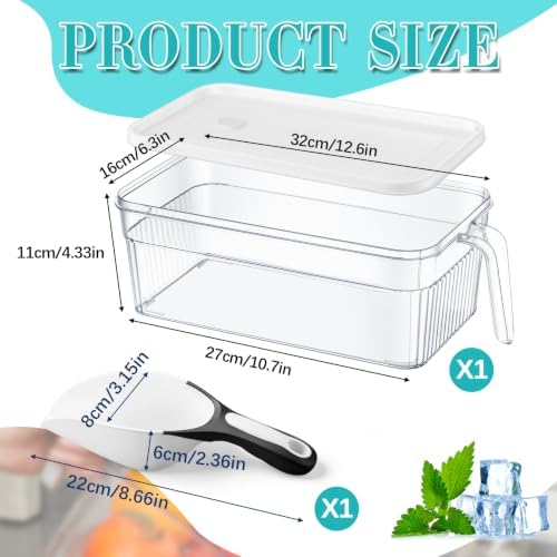 1 Set Ice Bin for Freezer with Lid Scoop, Black Handle