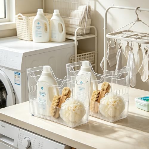 3 Pcs Freezer Organizer Bins with Wheel Clear Plastic Pantry Organizer