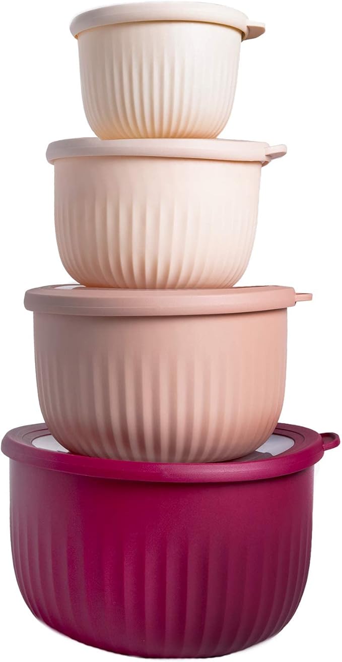 COOK WITH COLOR Prep Bowls with Lids- Wide and Deep Nesting Plastic Small by CookwithColor