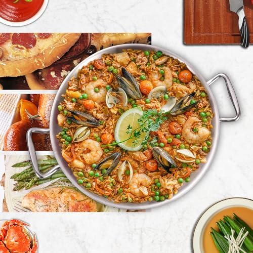 12-Inch Tri-Ply Stainless Steel Paella Pan with Lid | Induction