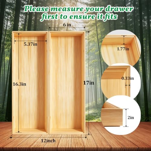 Bamboo Drawer Organizer Tray, 17" x 6", Stackable