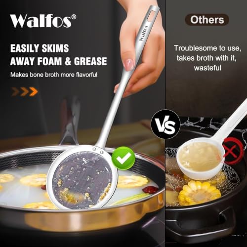 Walfos Fat Skimmer Spoon, Stainless Steel Fat skimmer For Cooking, 3"