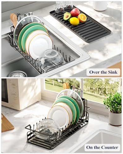 Kitsure Expandable Dish Rack, Medium, Black
