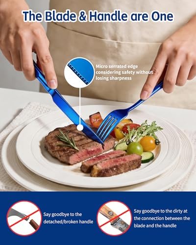 Blue Silverware Set for 4, 20-Piece Stainless Steel Flatware Set