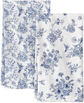Miss Adola Flour Sack Kitchen Towels Set of 2, 18x26 Inch, Blue Floral