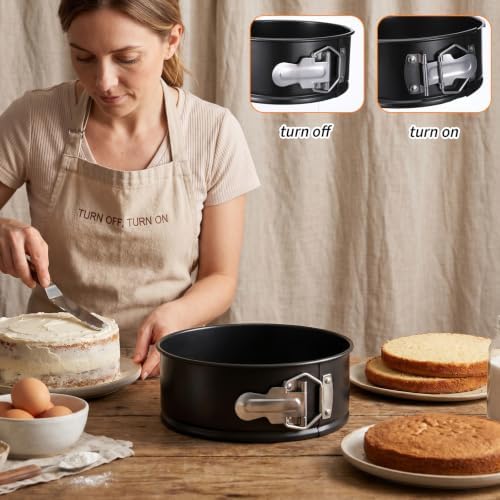 4 Pcs 6 Inch Black Springform Pan with 100 Baking Paper, Removable