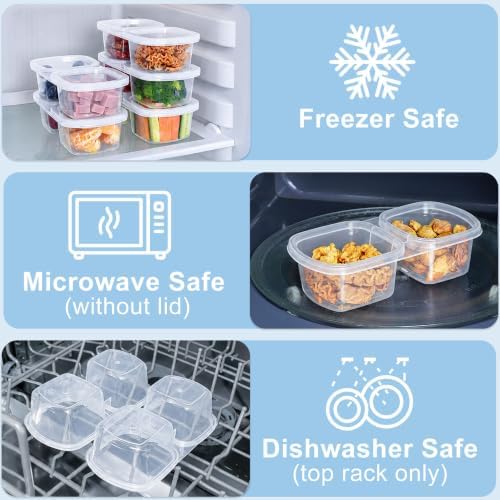 Caperci 5-Pack 8oz 2 Compartment Snack Containers with Lids, Clear