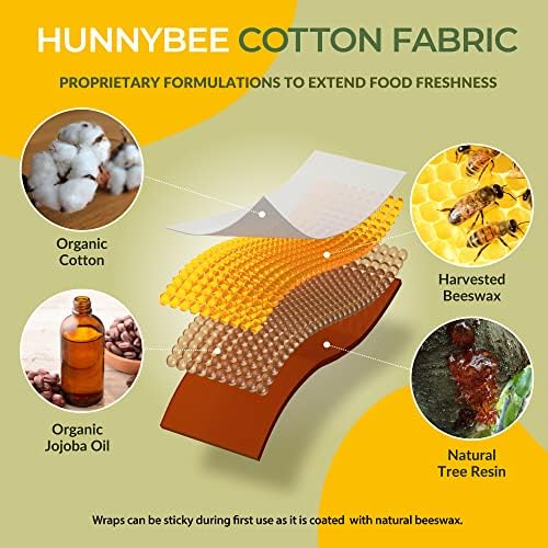 Trifecta Living Co. Versatile Beeswax Wraps,Set of 7-Fresh Food