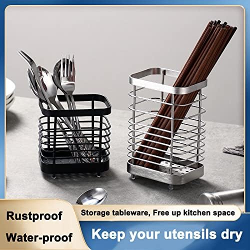 Utensil Holder, Stainless Steel Sink Drying Rack, Silverware Cutlery