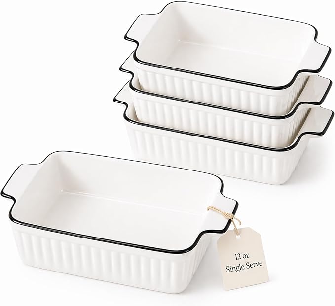 12 Oz Casserole Dish, Ceramic Baking Dishes Sets of 4, Small Casserole Dish by DLIMHOME