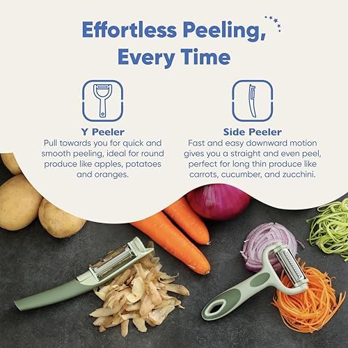Chef’s Path Tri-Blade Peeler Set – Stainless Steel Blade Y Peeler &