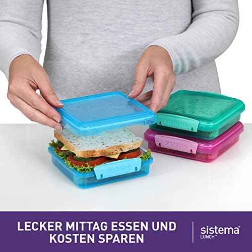 Sistema 3-Piece Sandwhich Containers, 1.9-Cup, Blue/Green/Pink