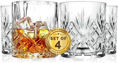 Barski Whiskey Glasses - Double Old Fashioned Rocks Glass - Set of 4