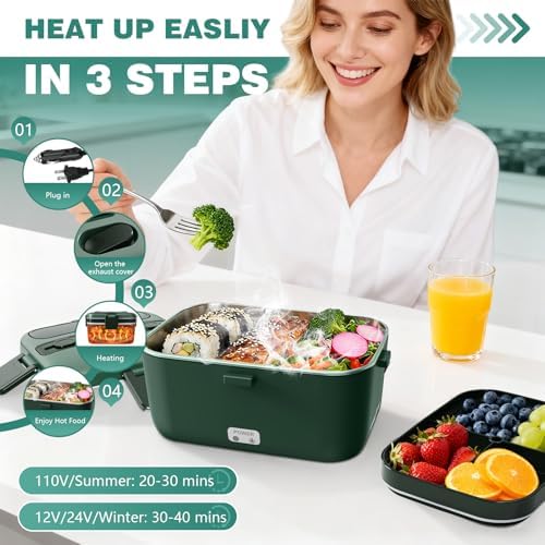 Electric Lunch Box for Adults, 2.8L Double Layer Heated LunchBox
