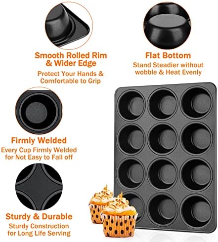TeamFar Muffin Pan, 12 Cup Muffin Tin Cupcake Baking Pan