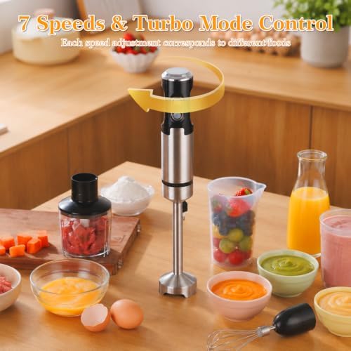 Immersion Blender Handheld, Stainless Steel Stick Blender with Food
