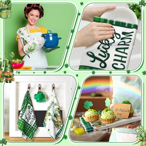 Bencailor 6 Pcs St. Patrick's Day Kitchen Decor Set Kitchen Towels