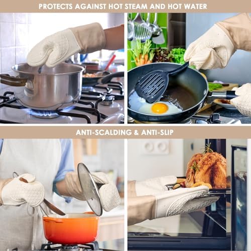 7 PCS Kitchen Oven Mitts and Pot Holders Cooking Mittens Heat