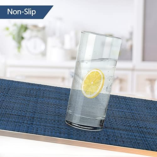 SLKQG Navy Blue Placemats Set of 4 - Easy Clean Washable Vinyl