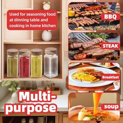 6Pcs 4 oz Square Glass Spice Jars with Label, Empty Spice Containers