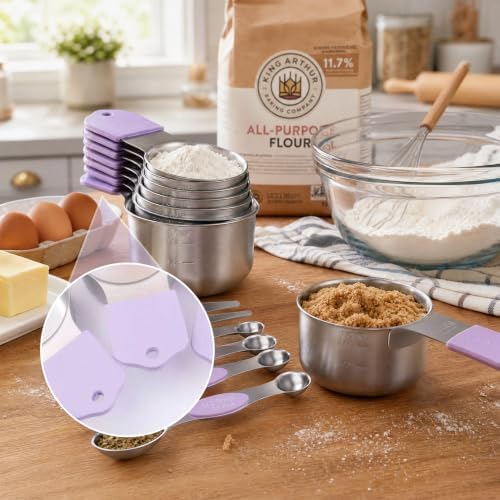 16-Piece Magnetic Measuring Cups and Spoons Set - Purple