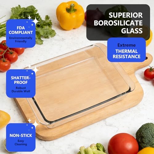 4-Piece Deep Glass Baking Dish Set with Plastic Lids