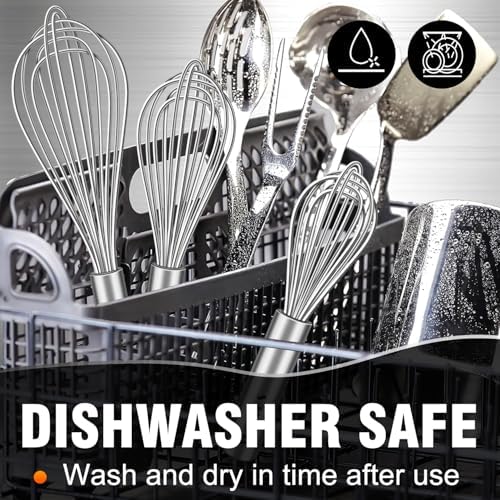 Walfos Whisk,304 Stainless Steel whisk,No-Rust 7+9+11inch Whisks for
