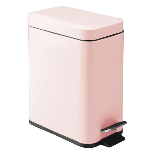 mDesign Small Modern 1.3 Gallon Rectangle Metal Lidded Step Trash Can, Compact - Image 9
