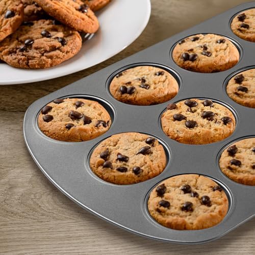 Tiawudi Muffin Top Pan, 12 Cavity Cupcake Pan, 3 Inch Nonstick