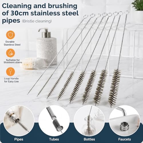 8 Pcs Tube Cleaning Brush Set, Stainless Steel & Brass Wire Brushes