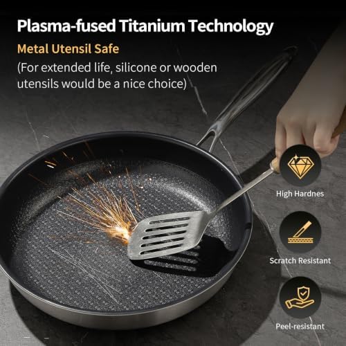3pc Non Stick Frying Pans Stainless Steel Frying Pan Set 8"+10"+12"