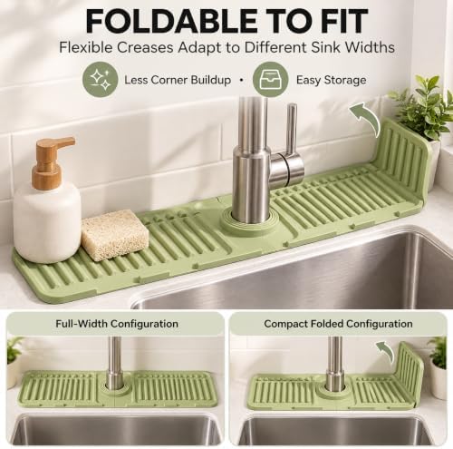 Silicone Faucet Mat for Kitchen Sink, Kitchen Sink Splash Guard (Gray)