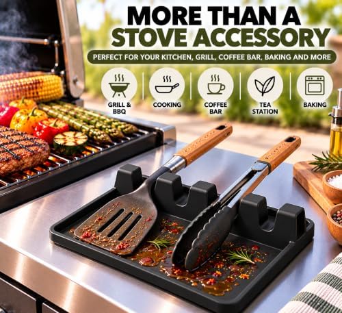Spoon Rest for Stove Top, Silicone Spoon Holder for Kitchen Counter