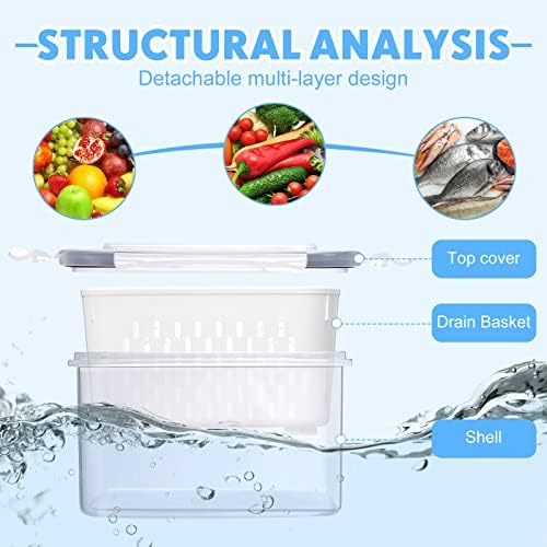 6-Piece Fruit Storage Containers for Fridge, Small/Medium/Large