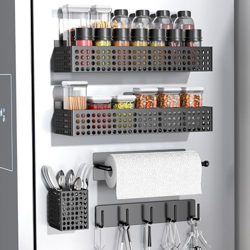 Magnetic Spice Rack for Refrigerator, Set of 5