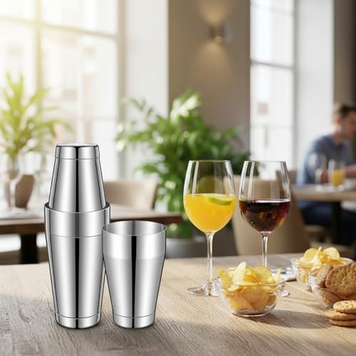 4PCS Cocktail Shaker Set Professional Bar Shaker Boston Set, Stainless