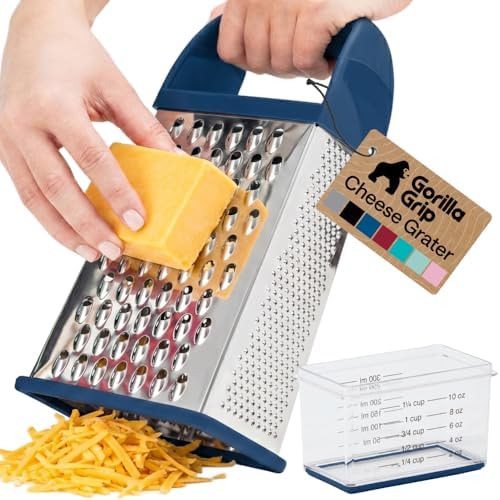 GORILLA GRIP® XL 4-Sided Stainless Steel Cheese Grater, Blue