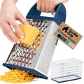 GORILLA GRIP® XL 4-Sided Stainless Steel Cheese Grater, Blue