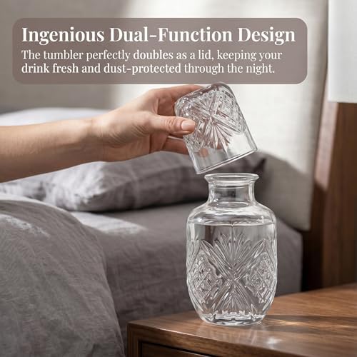 4 Pieces Bedside Water Carafe and Glass Set for Bedroom Nightstand