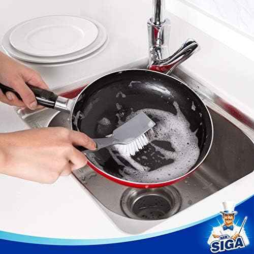 MR.SIGA Dish Brush with Scraper, 2 Pack
