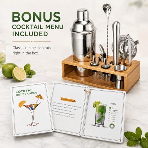Cocktail Shaker Set, 18/8 Food-Grade Stainless Steel Mixology